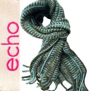 🩵💚Fringed Scarf | Echo | Hues of Teal & Green | Oblong 14.5”x61”